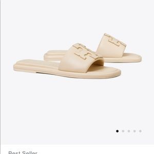 Tory Burch Doublet Sport Slide.  Metallic Nappa Leather